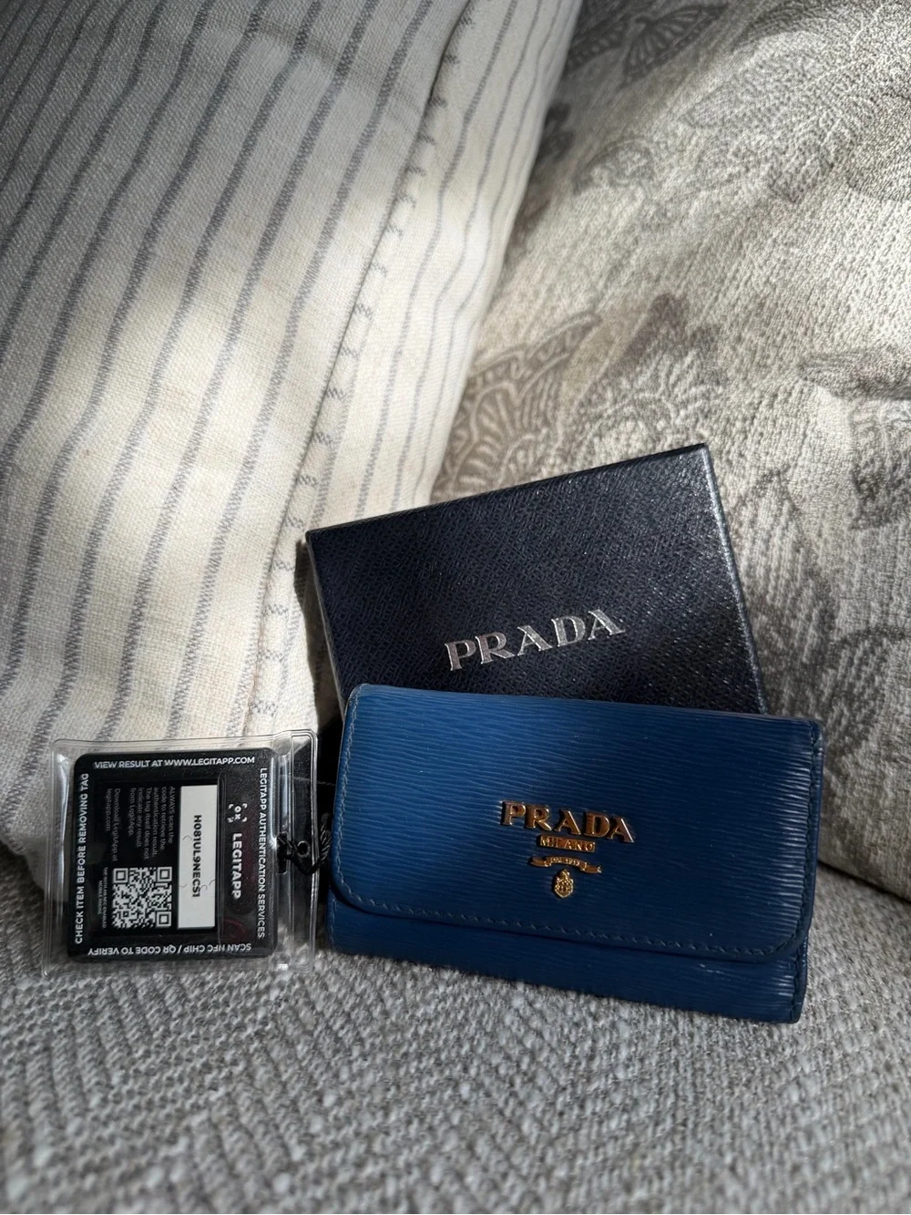 Prada | Bags | Authentic Prada Milano Blue Leather 6key Holder Key